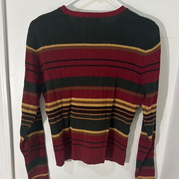 Paul Harris Vintage Design Red and Green Striped Cardigan Sweater Size XL NWT - Picture 2 of 8